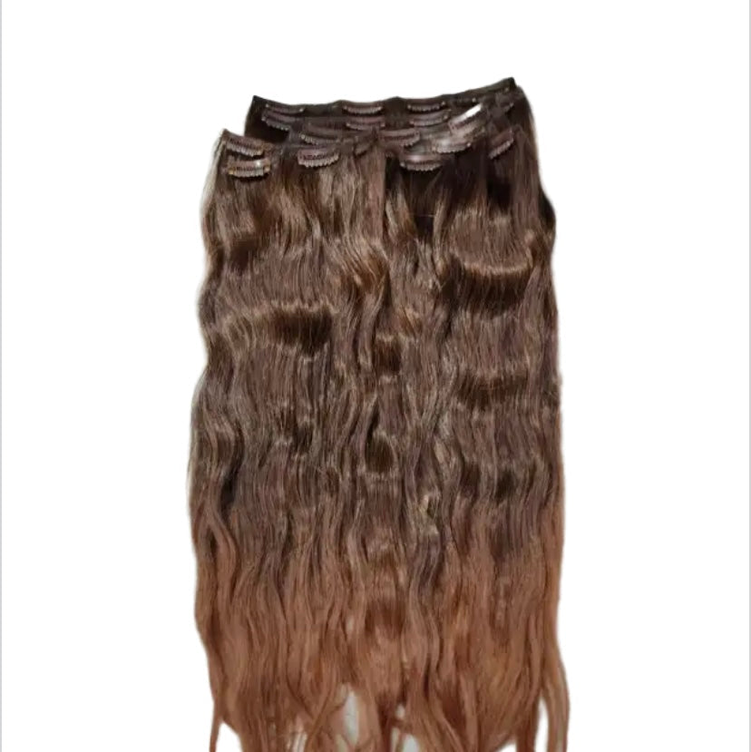 Wavy Long Full Head Clip-on Hair Extensions